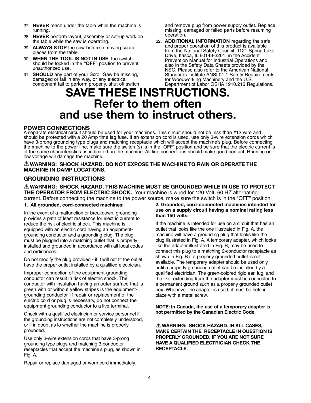 Black & Decker BDSS100, 90527840 instruction manual Power Connections, Grounding Instructions 