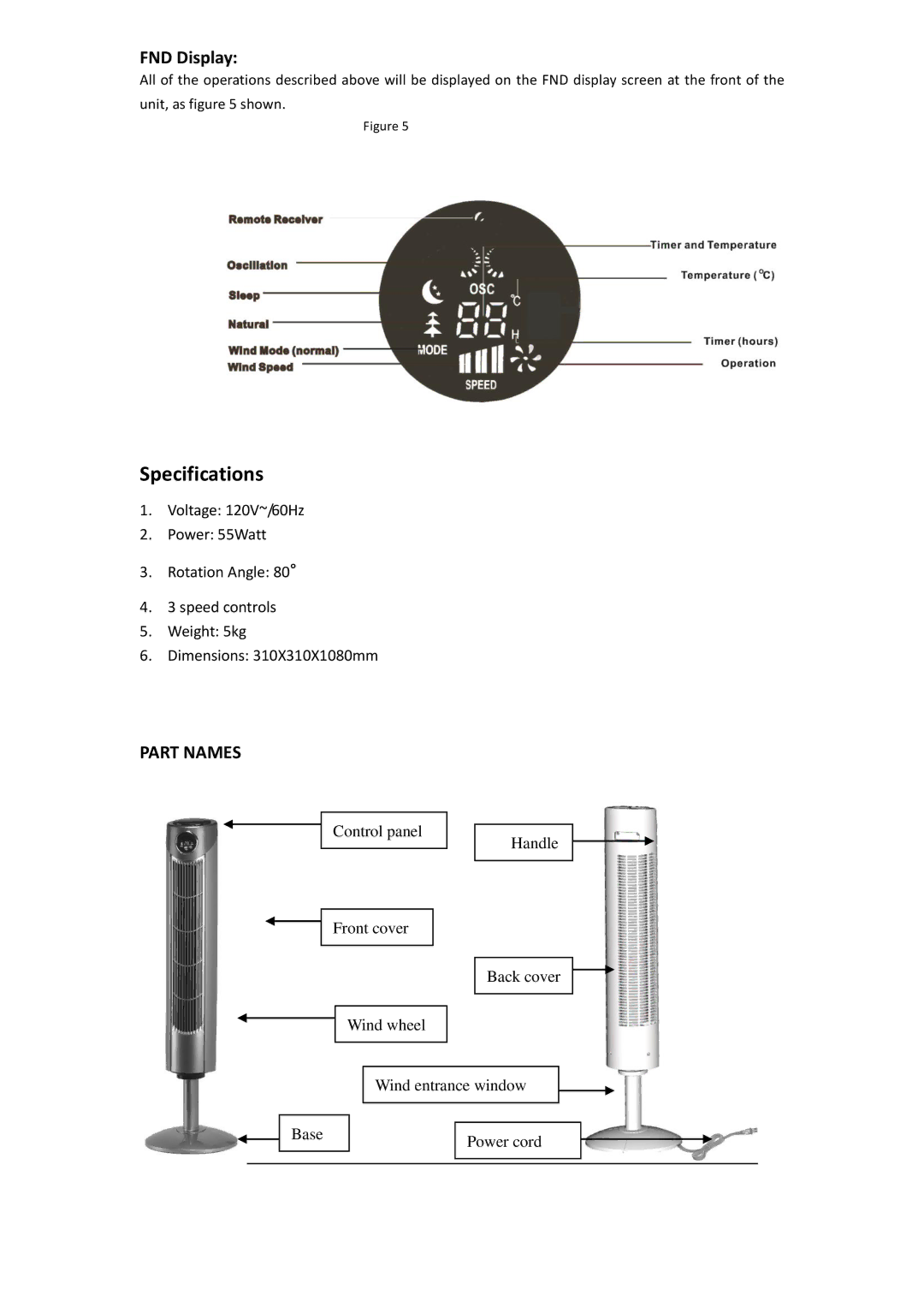 Black & Decker BDTF4200R instruction manual Specifications, FND Display 