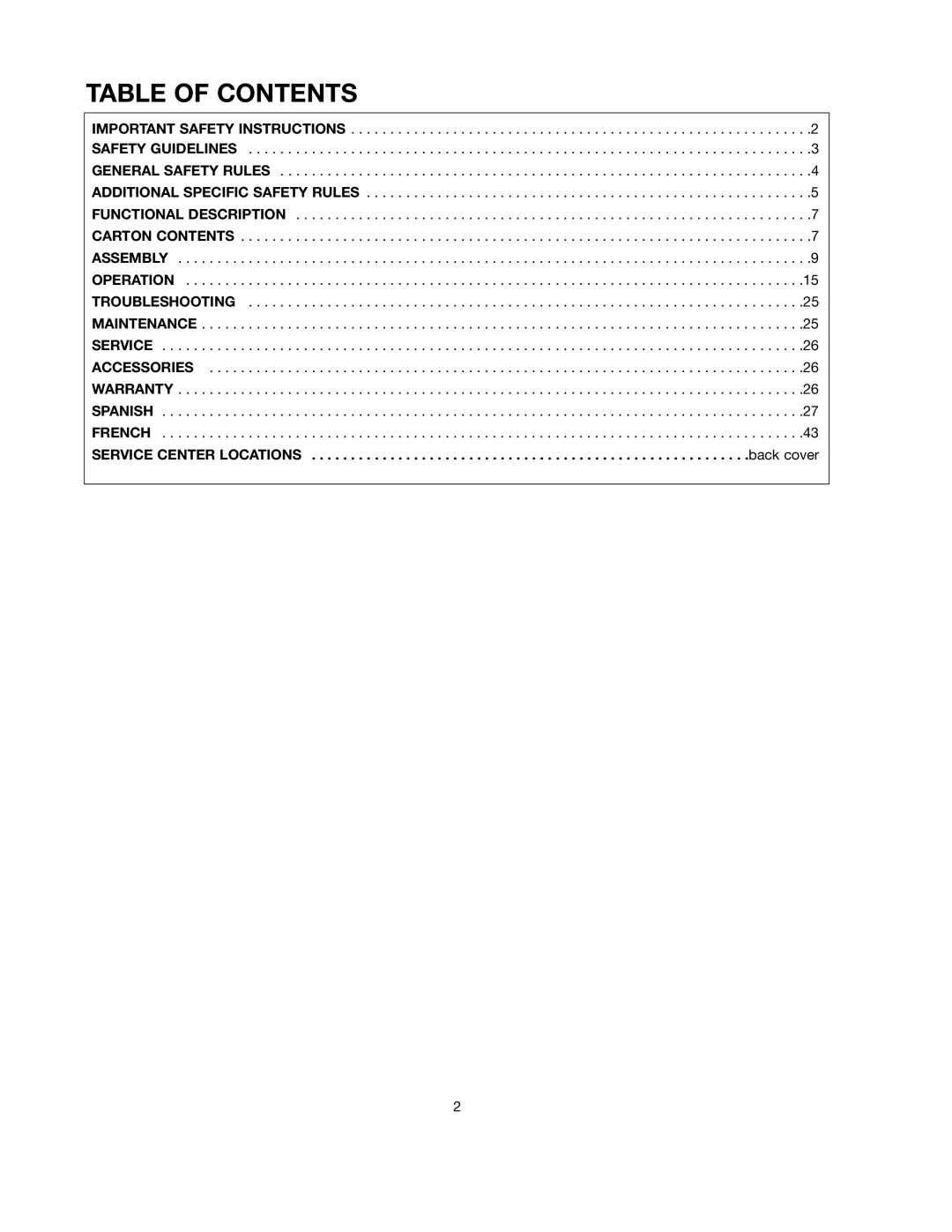 Black & Decker BDTS200, 90528116 instruction manual Table of Contents 