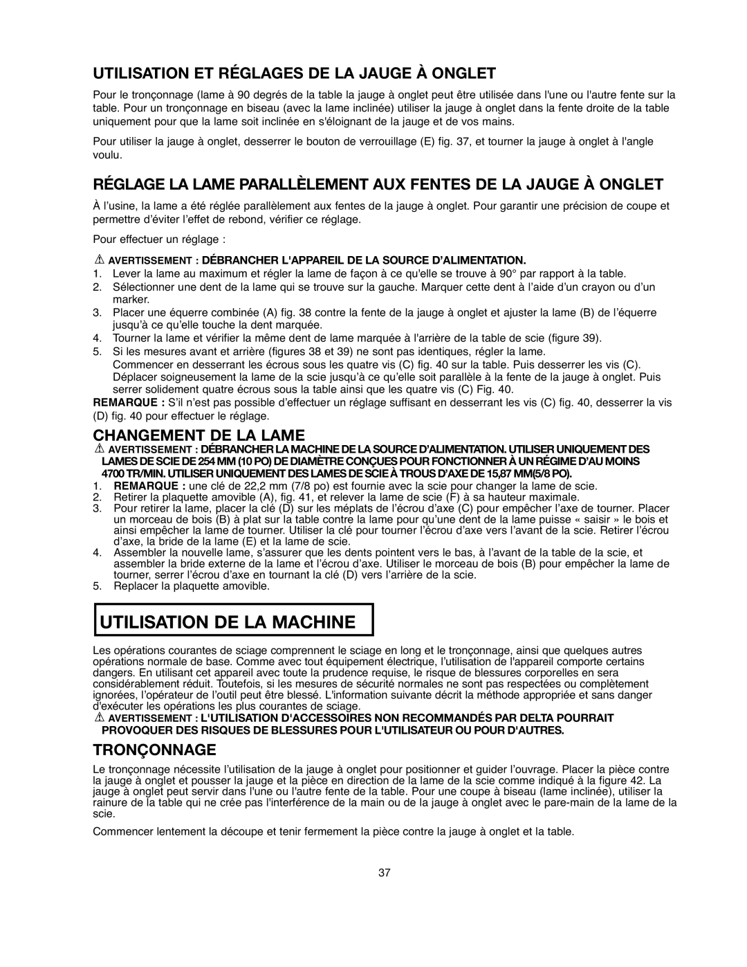 Black & Decker 90528116, BDTS200 Utilisation ET Réglages DE LA Jauge À Onglet, Changement DE LA Lame, Tronçonnage 