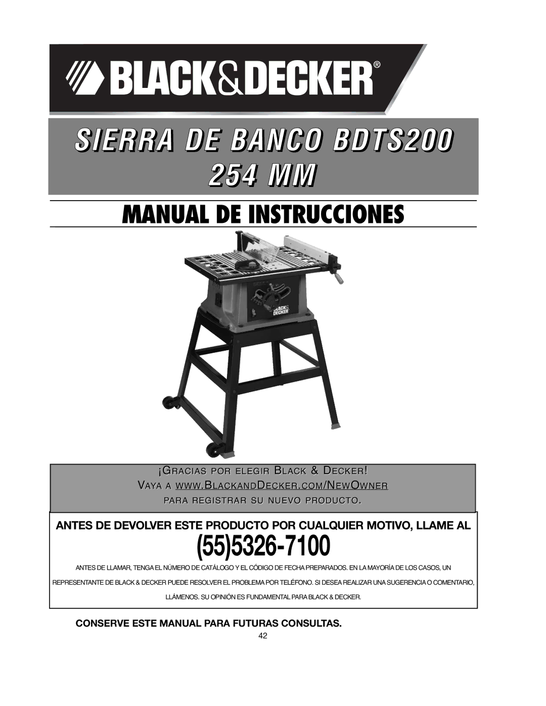 Black & Decker 90528116 instruction manual Sierra DE Banco BDTS200 