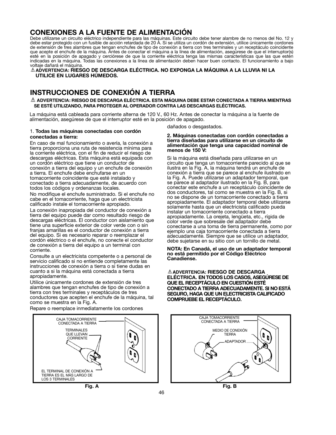 Black & Decker BDTS200, 90528116 Conexiones a LA Fuente DE Alimentación, Instrucciones DE Conexión a Tierra 