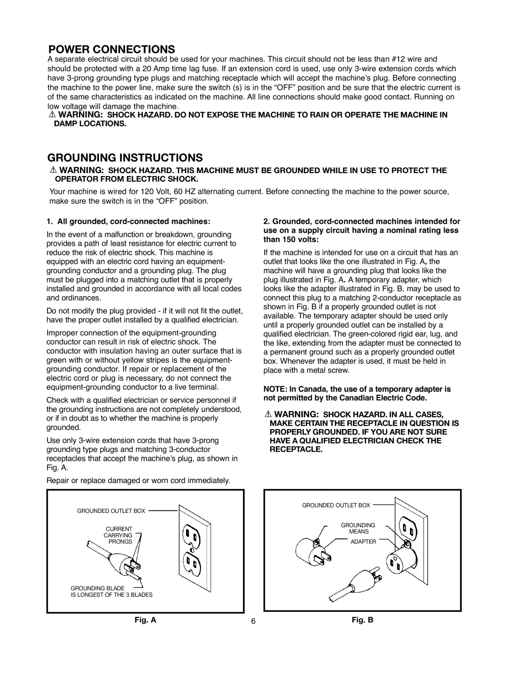 Black & Decker BDTS200, 90528116 instruction manual Power Connections, Grounding Instructions 