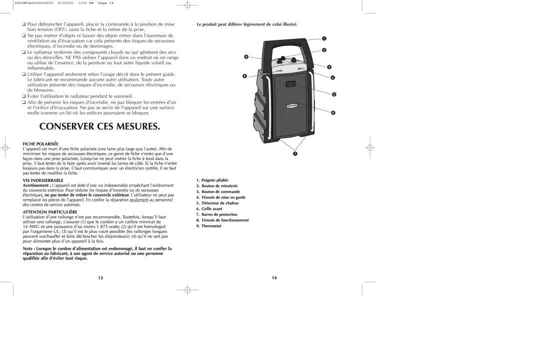 Black & Decker BDUH200C, 200UH manual Conserver Ces Mesures, Fiche Polarisée, Vis Indesserrable, Attention Particulière 