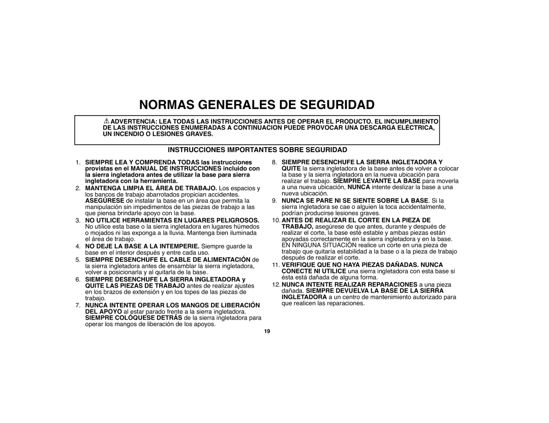 Black & Decker BDWS100 instruction manual Normas Generales DE Seguridad, Instrucciones Importantes Sobre Seguridad 