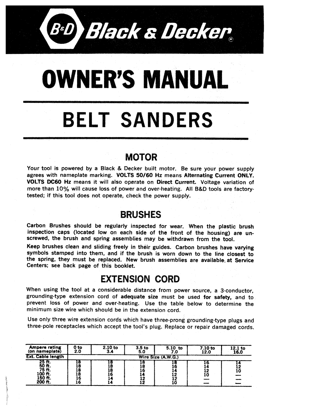 Black & Decker Belt Sander manual 