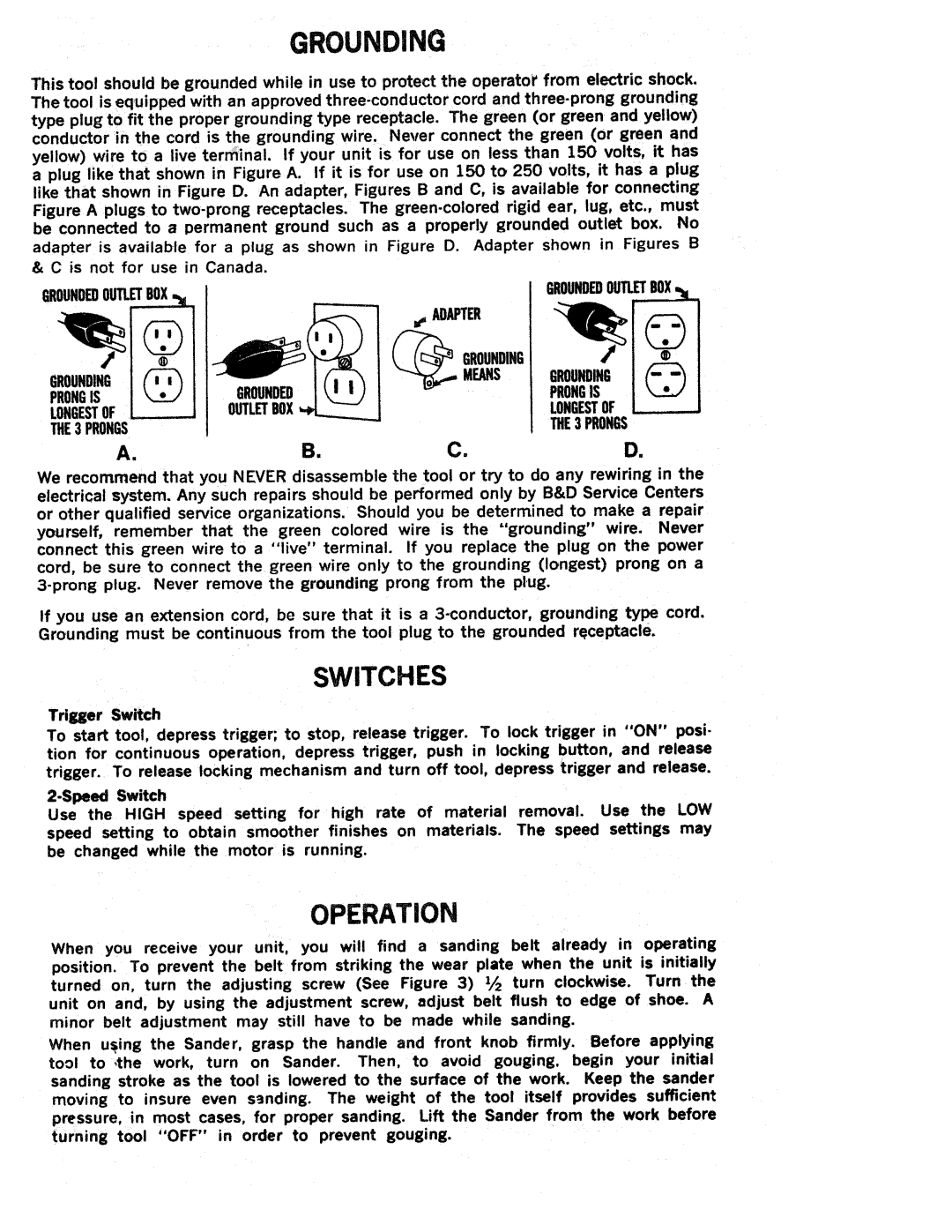 Black & Decker Belt Sander manual 