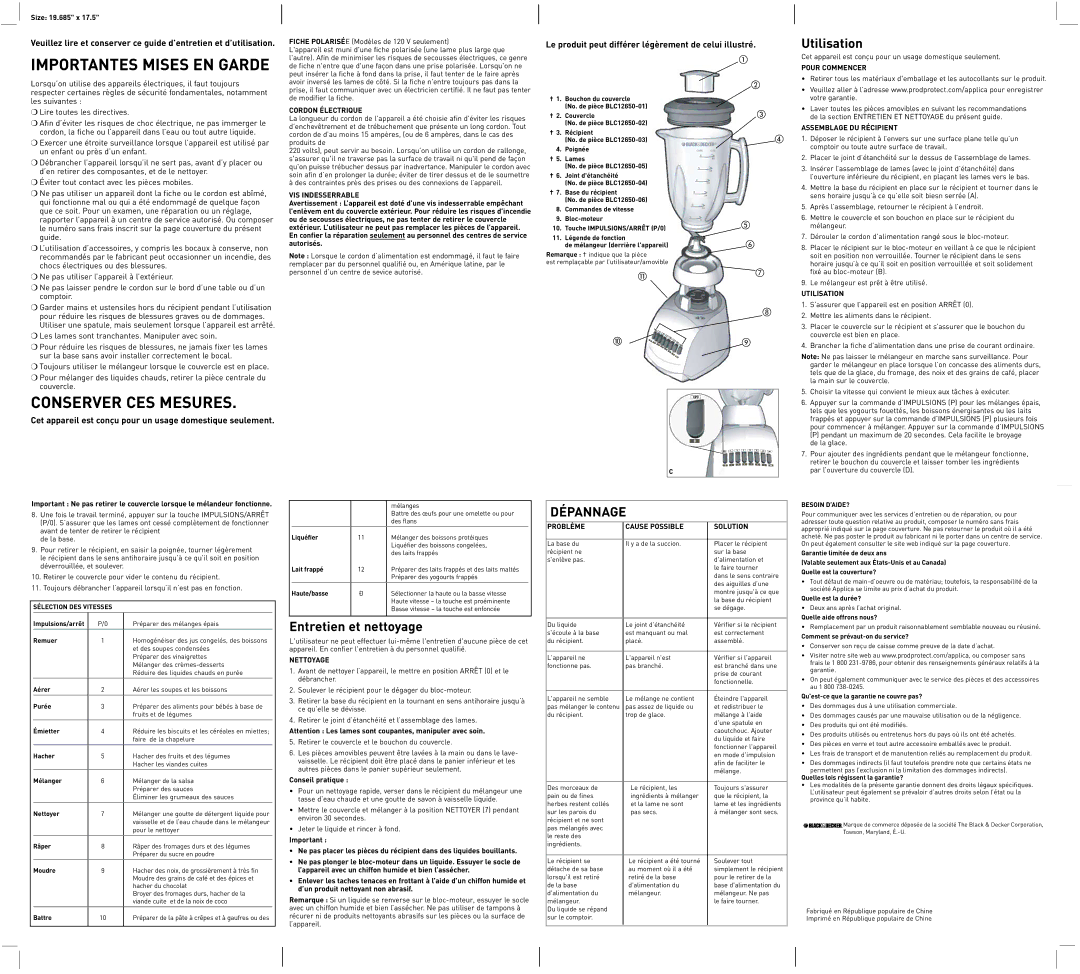 Black & Decker BLC12650HC Un enfant ou près d’un enfant, ’en retirer des composantes, et de le nettoyer, Guide, Comptoir 