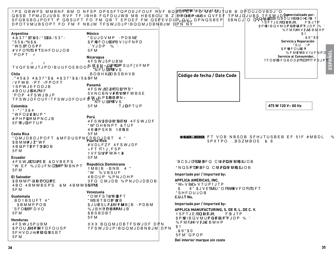 Black & Decker BLC12650HUC manual Código de fecha / Date Code 