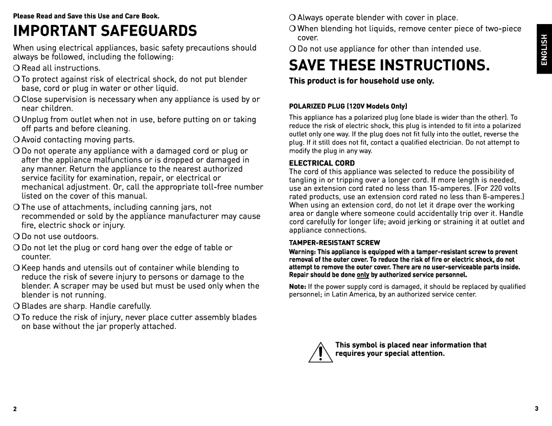 Black & Decker BLC12650HUC manual Important Safeguards, Save These Instructions 