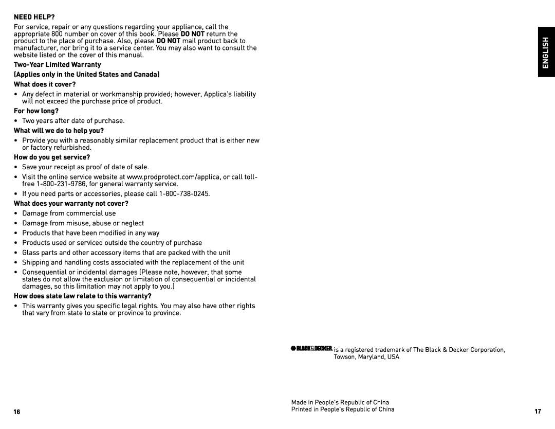 Black & Decker BLC12650HUC manual English, Need Help? 