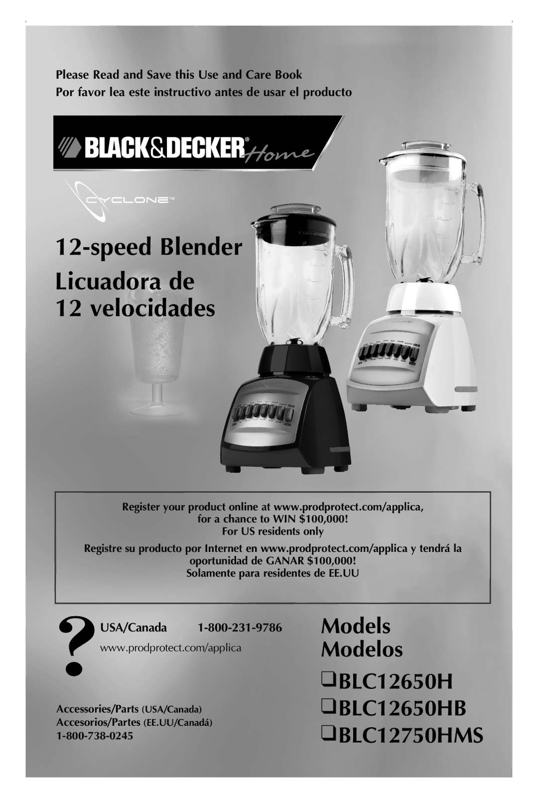 Black & Decker manual Models Modelos BLC12650H BLC12650HB BLC12750HMS, USA/Canada 