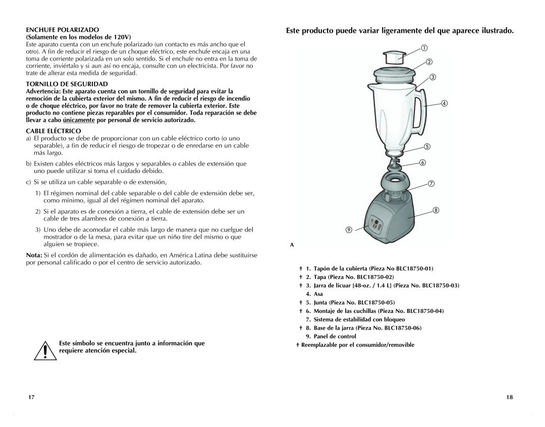 Black & Decker BLC18750DMB manual Este producto puede variar ligeramente del que aparece ilustrado, Tornillo De Seguridad 