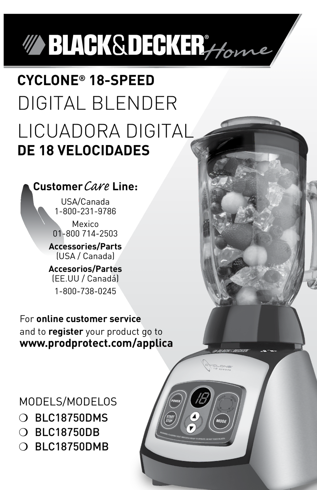 Black & Decker BLC18750DMSUC manual Cyclone 18-SPEED, De 18 Velocidades 