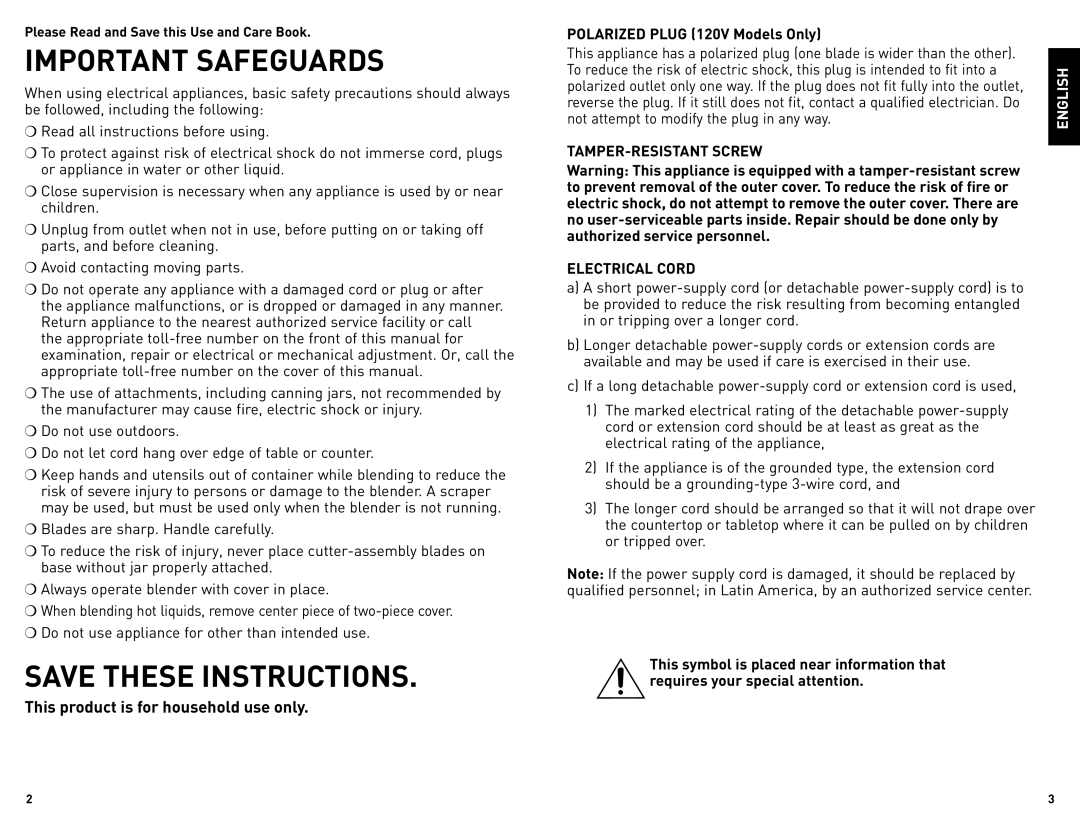 Black & Decker BLC18750DMSUC manual Important Safeguards, Please Read and Save this Use and Care Book 