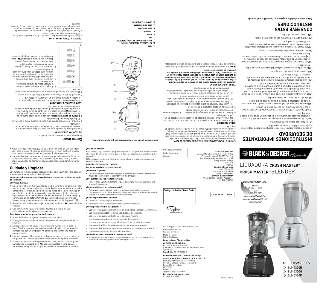 Black & Decker BLM6350BUC, BLM6350P, BLM6350G manual Limpieza Rápida 