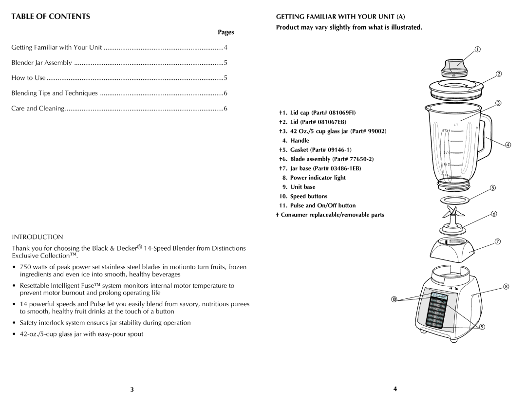 Black & Decker BLP14750TDC manual Table of Contents 