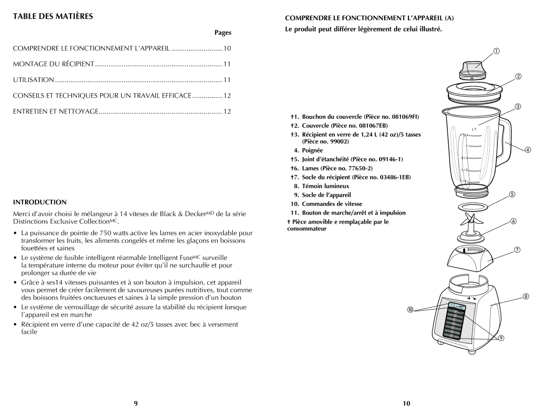 Black & Decker BLP14750TDC manual Introduction, Comprendre LE Fonctionnement L’APPAREIL a 