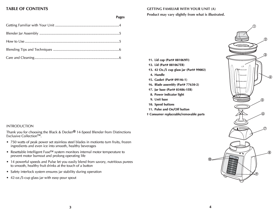 Black & Decker BLP14750TDC manual Table Of Contents 