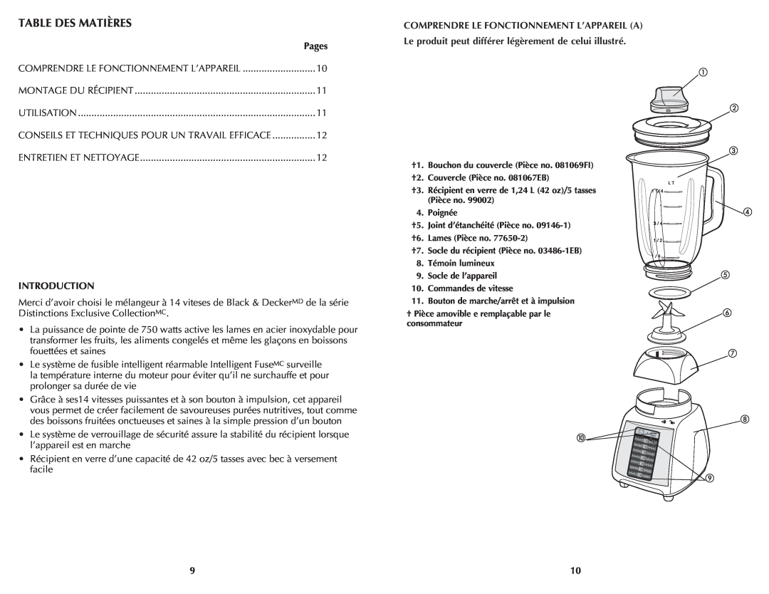 Black & Decker BLP14750TDC manual Table Des Matières, Introduction, Comprendre Le Fonctionnement L’Appareil A 