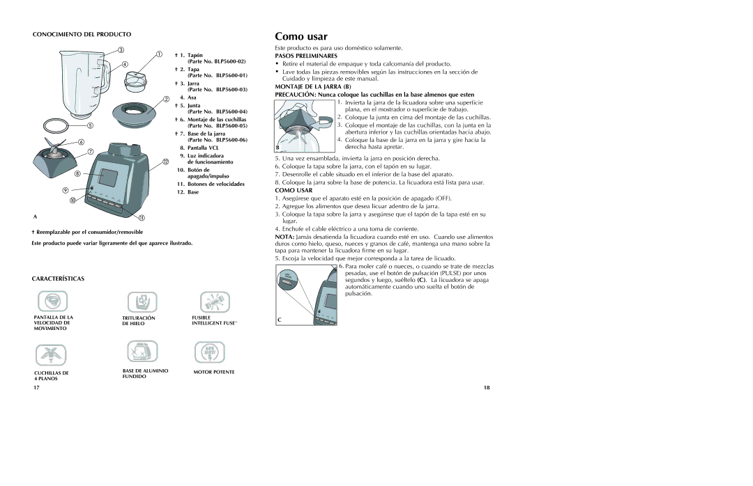 Black & Decker BLP5600GM manual Como usar 