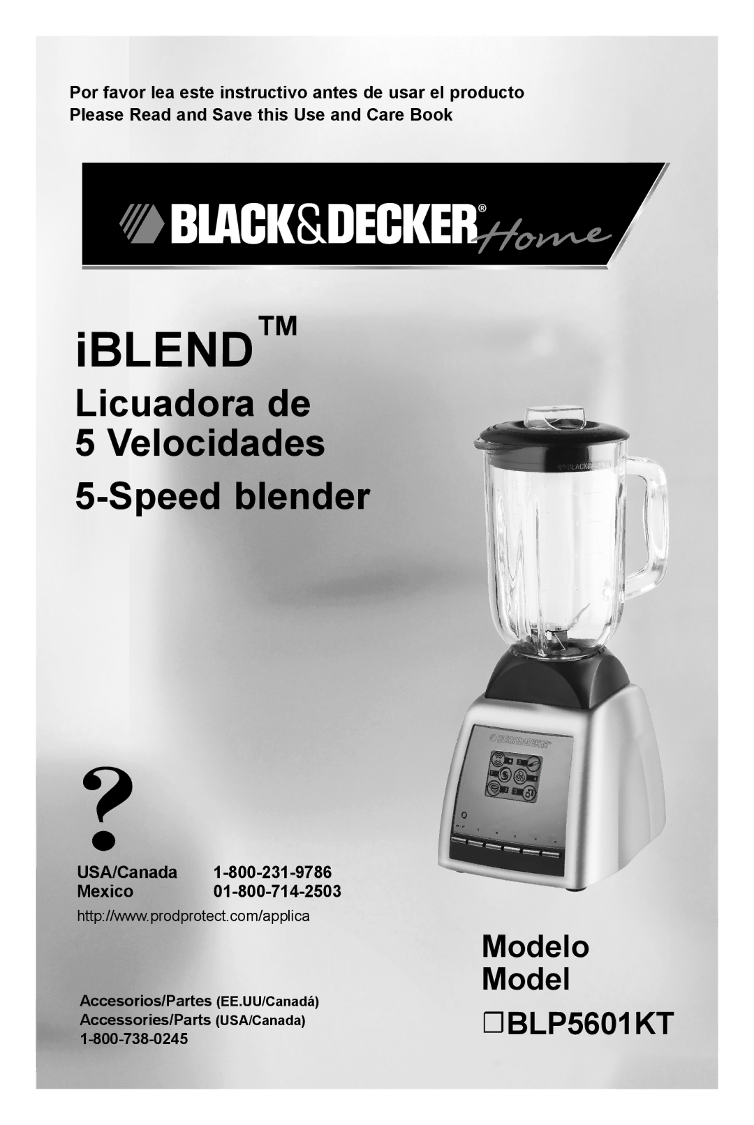 Black & Decker manual Modelo BLP5601KT, USA/Canada Mexico 