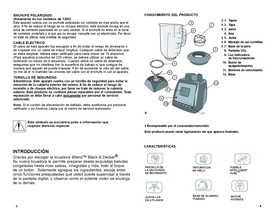 Black & Decker BLP5601KT manual Introducción, Cable Eléctrico, Tornillo DE Seguridad, Conocimiento DEL Producto 