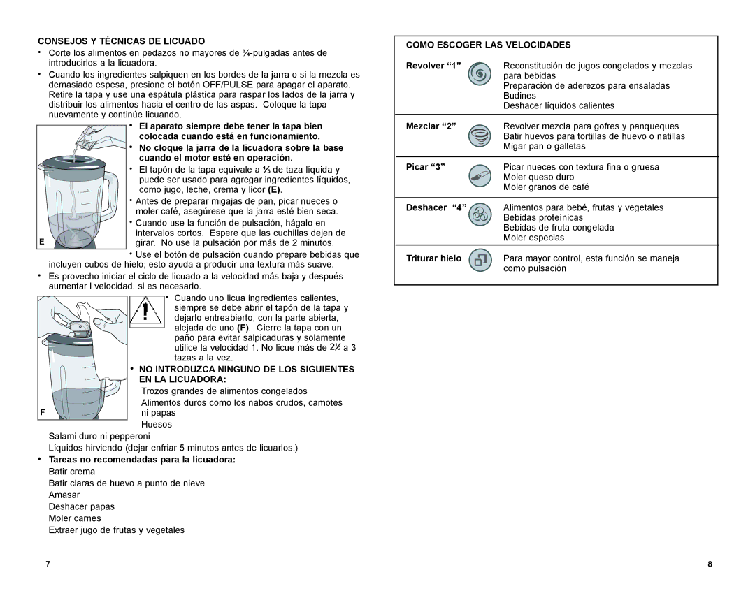 Black & Decker BLP5601KT manual Consejos Y Técnicas DE Licuado, Como Escoger LAS Velocidades 