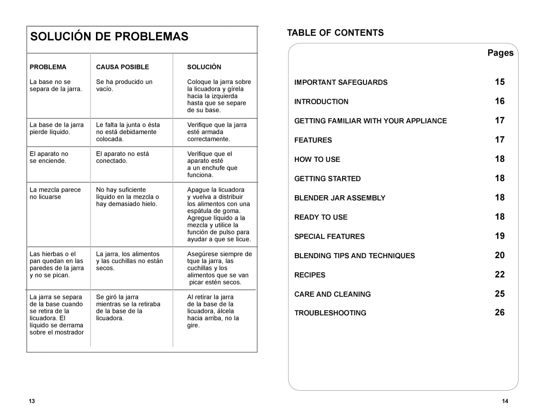 Black & Decker BLP5601KT manual Solución DE Problemas, Table of Contents 