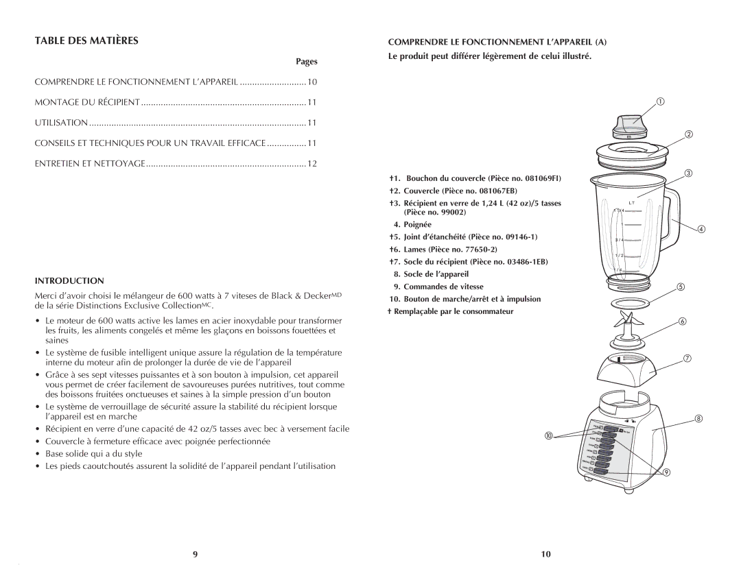 Black & Decker BLP7600BDC manual Table DES Matières 