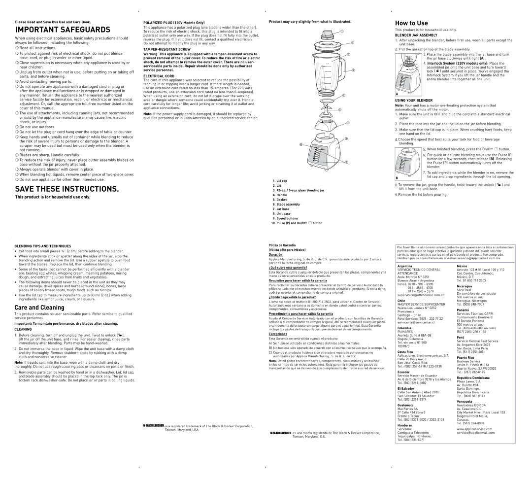 Black & Decker BLP7600GUC manual How to Use, Care and Cleaning 