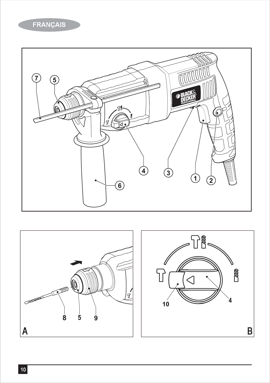 Black & Decker BPHR223K manual Français 