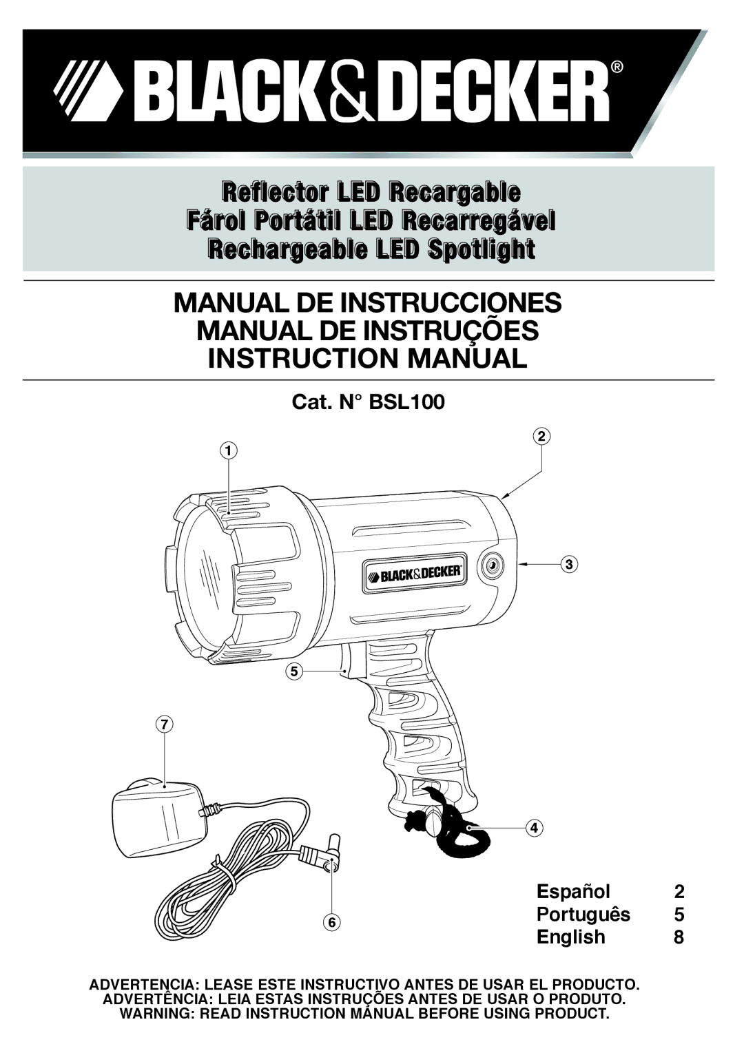 Black & Decker BSL100 instruction manual Manual DE Instrucciones 