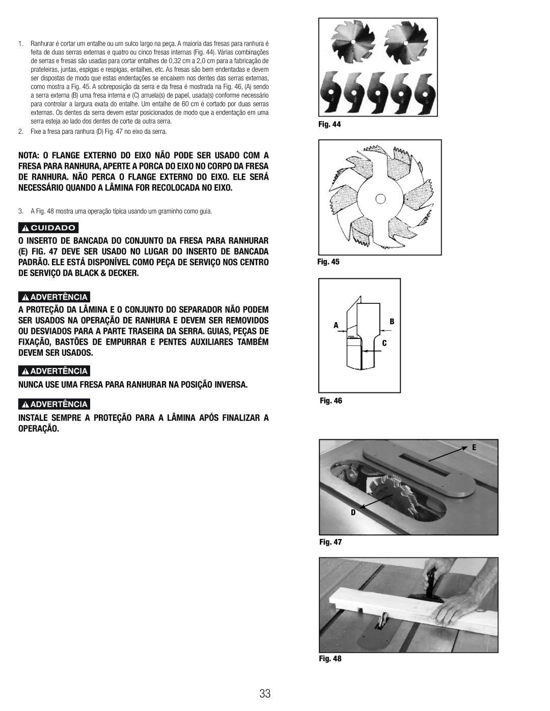 Black & Decker 90544326, BT1800 manual Inserto DE Bancada do Conjunto DA Fresa Para Ranhurar 