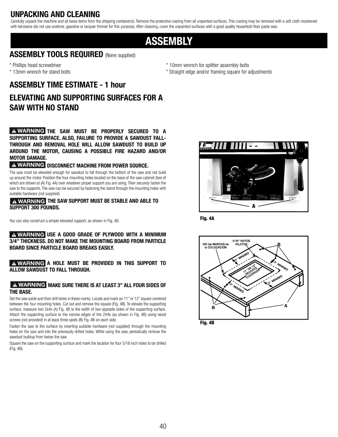 Black & Decker BT1800, 90544326 manual Assembly, Unpacking and Cleaning, Disconnect Machine from Power Source 