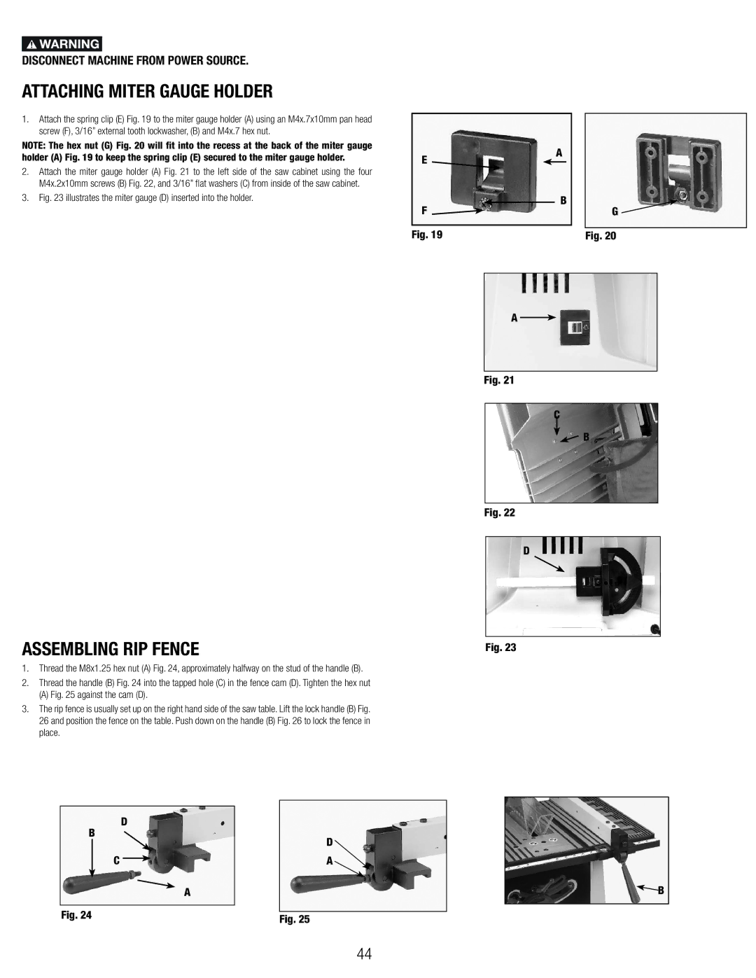 Black & Decker BT1800, 90544326 manual Attaching Miter Gauge Holder, Assembling RIP Fence 