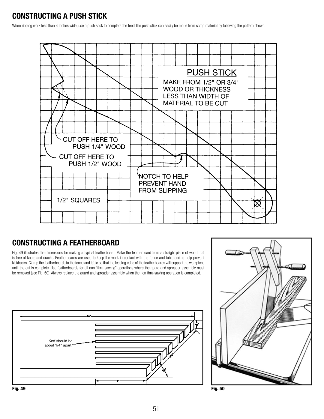 Black & Decker 90544326, BT1800 manual Constructing a Push Stick, Constructing a Featherboard 