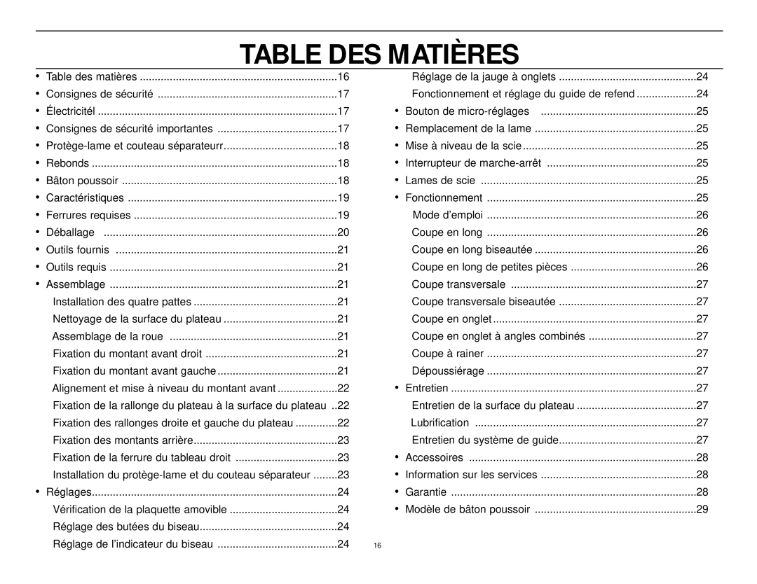 Black & Decker BT2500, 606404-00 instruction manual Table DES Matières 