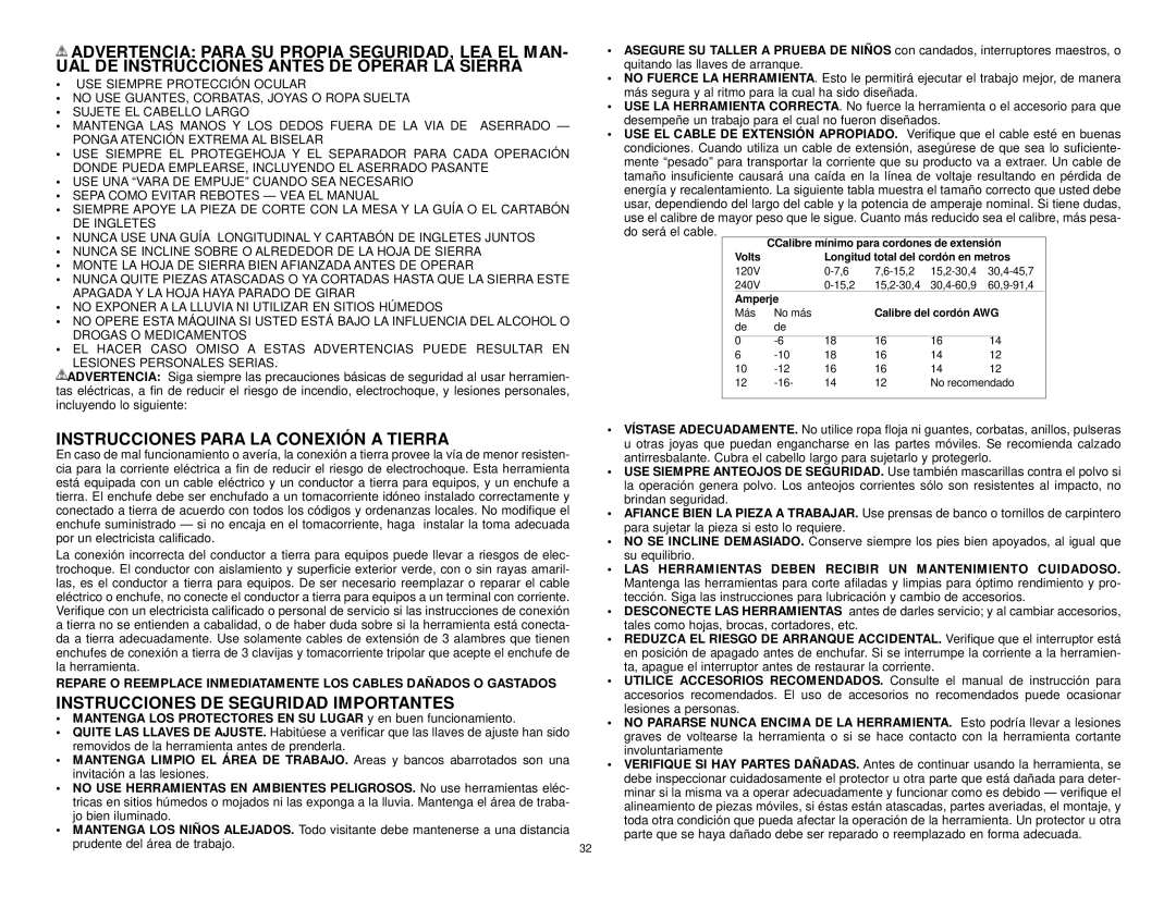 Black & Decker BT2500, 606404-00 Instrucciones Para LA Conexión a Tierra, Instrucciones DE Seguridad Importantes 