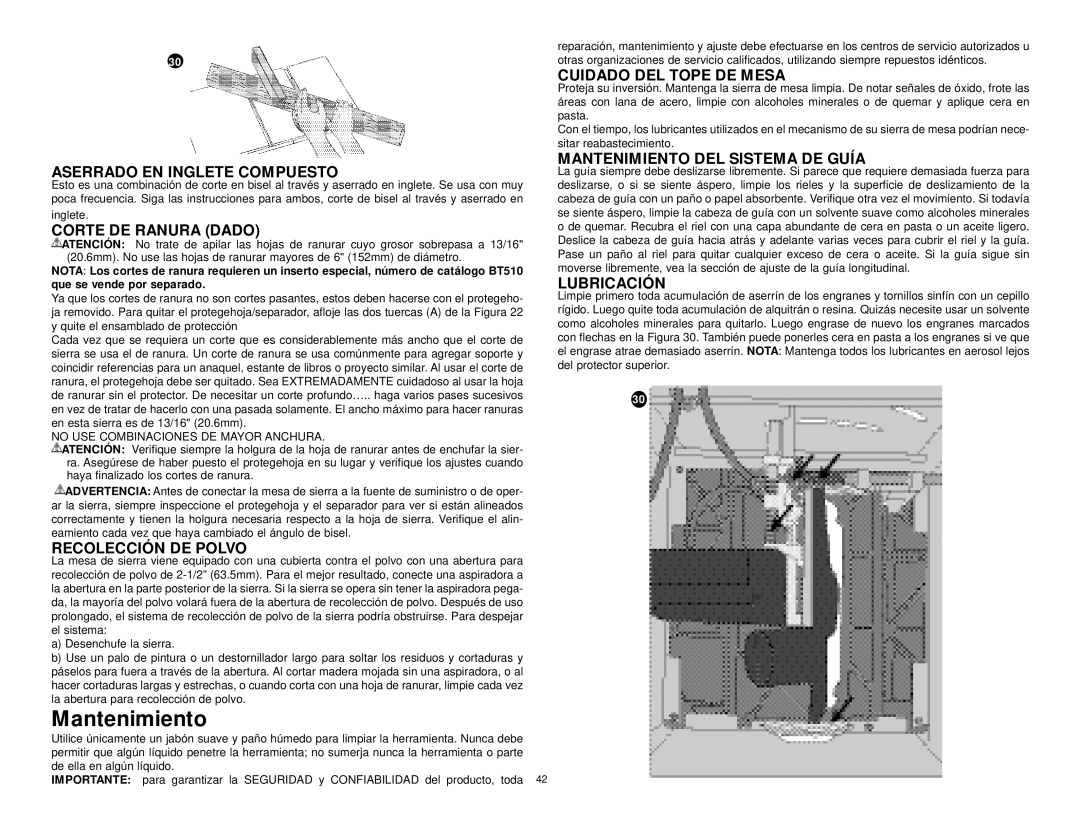 Black & Decker BT2500, 606404-00 instruction manual Mantenimiento 