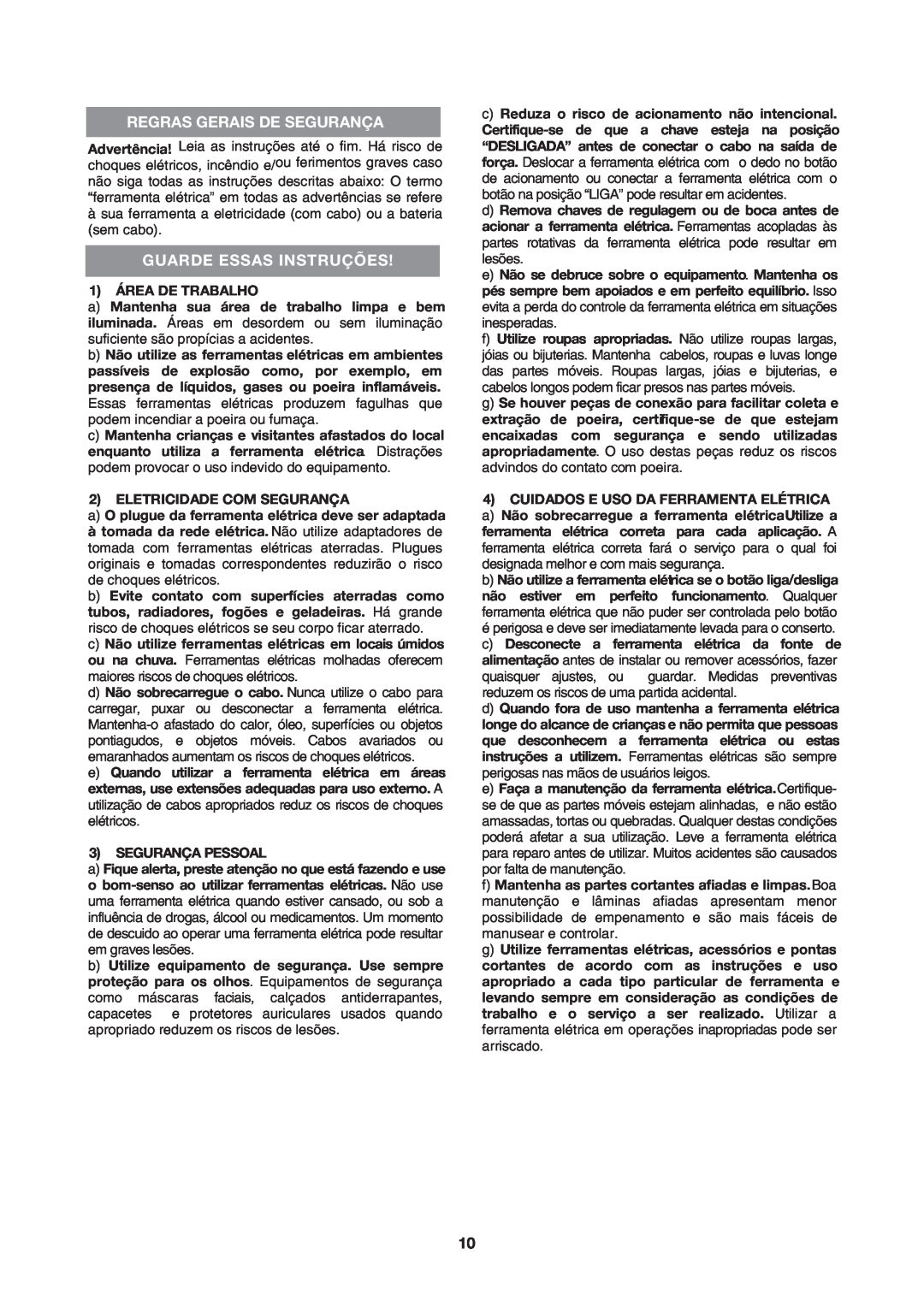 Black & Decker BV2200 instruction manual Regras Gerais De Segurança, Guarde Essas Instruções 