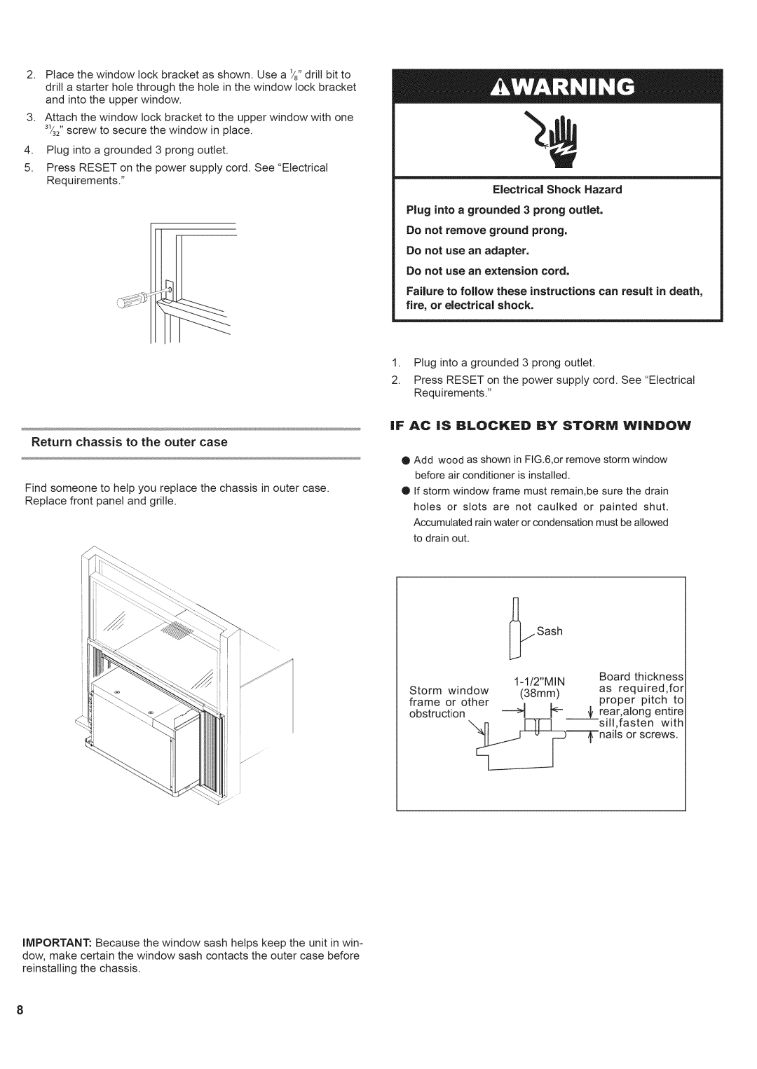 Black & Decker BWE25A, BWE15A, BWE18A manual Return chassis to the outer case, Fire, or electrical shock 