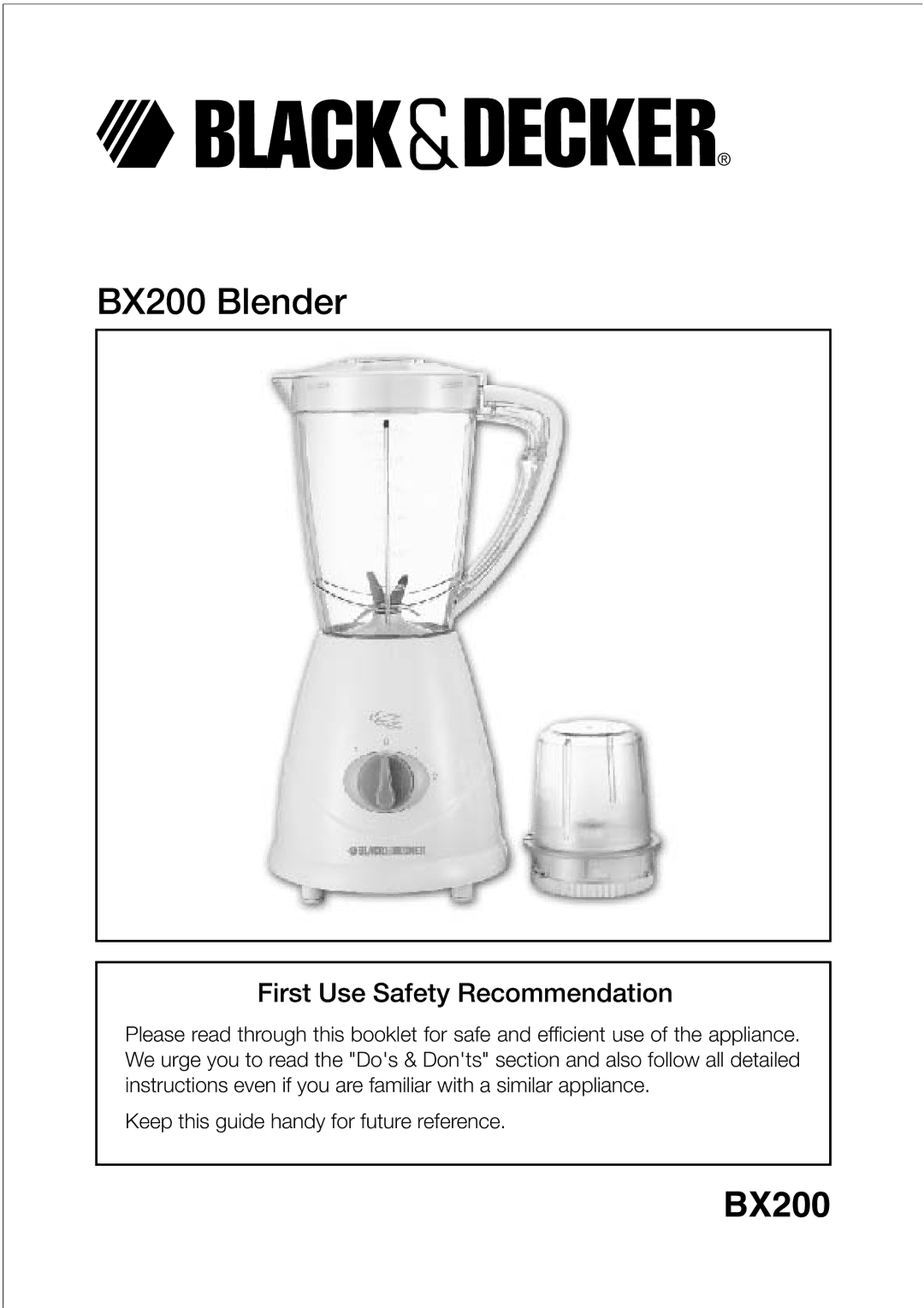 Black & Decker manual BX200 Blender 