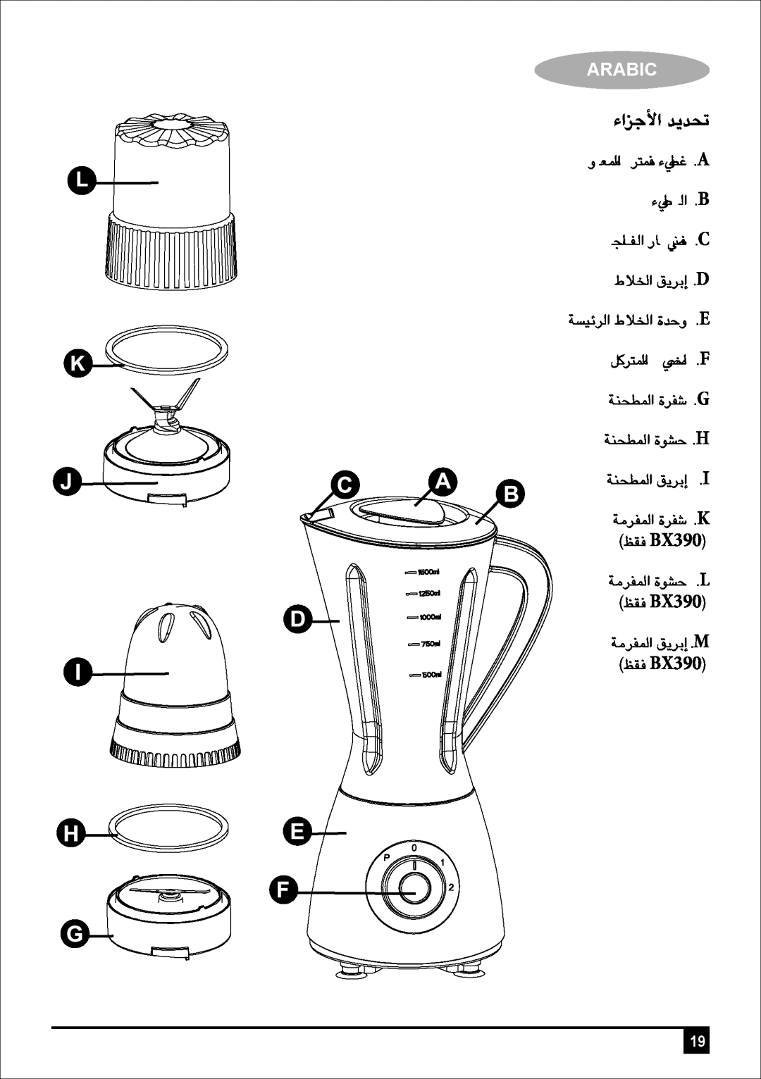 Black & Decker BX385 manual Arabic, AGõLC’G ójó, ÖüdG QƒÑæU, ÓÿG ≥jôHEG .D, §≤a BX390 
