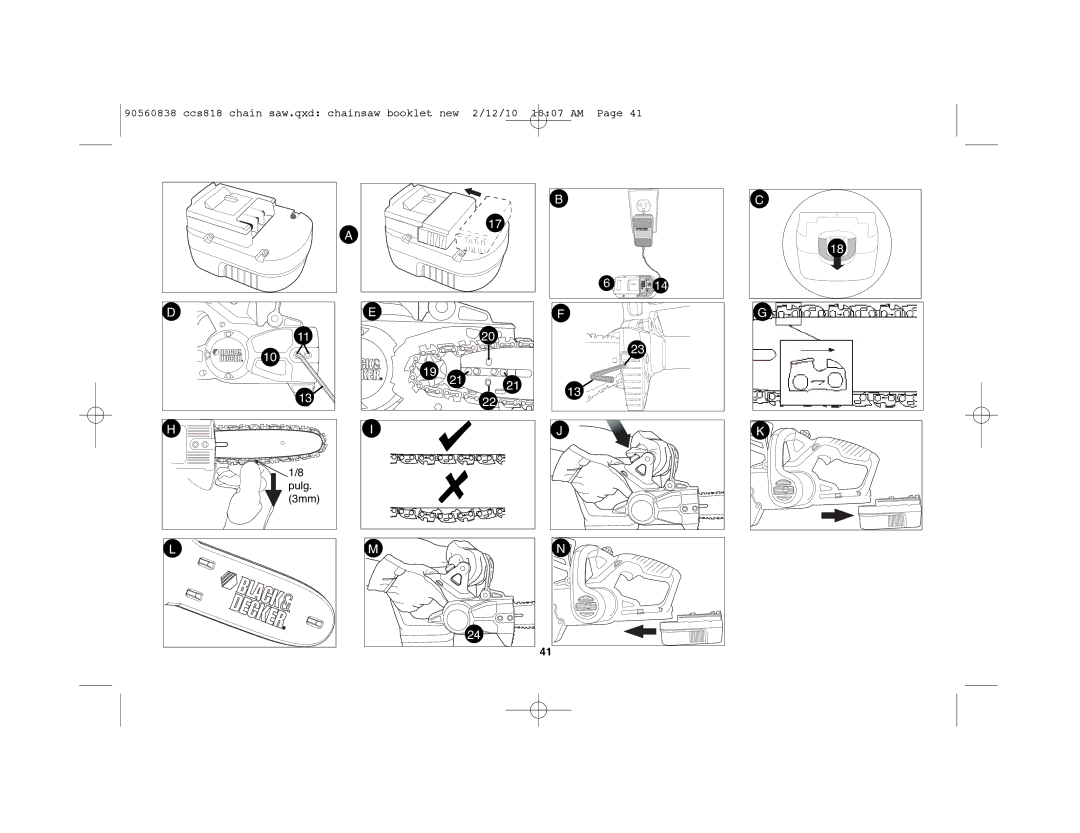 Black & Decker CCS818R instruction manual Pulg 3mm 