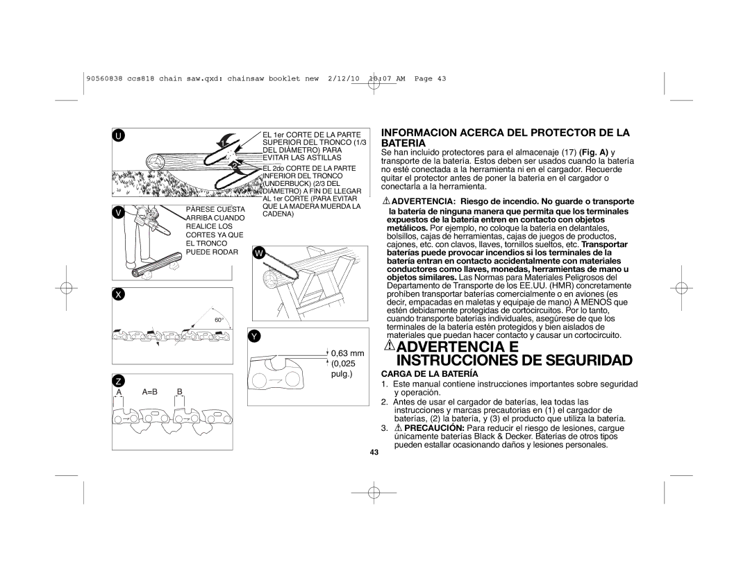 Black & Decker CCS818R instruction manual 025, Carga DE LA Batería 