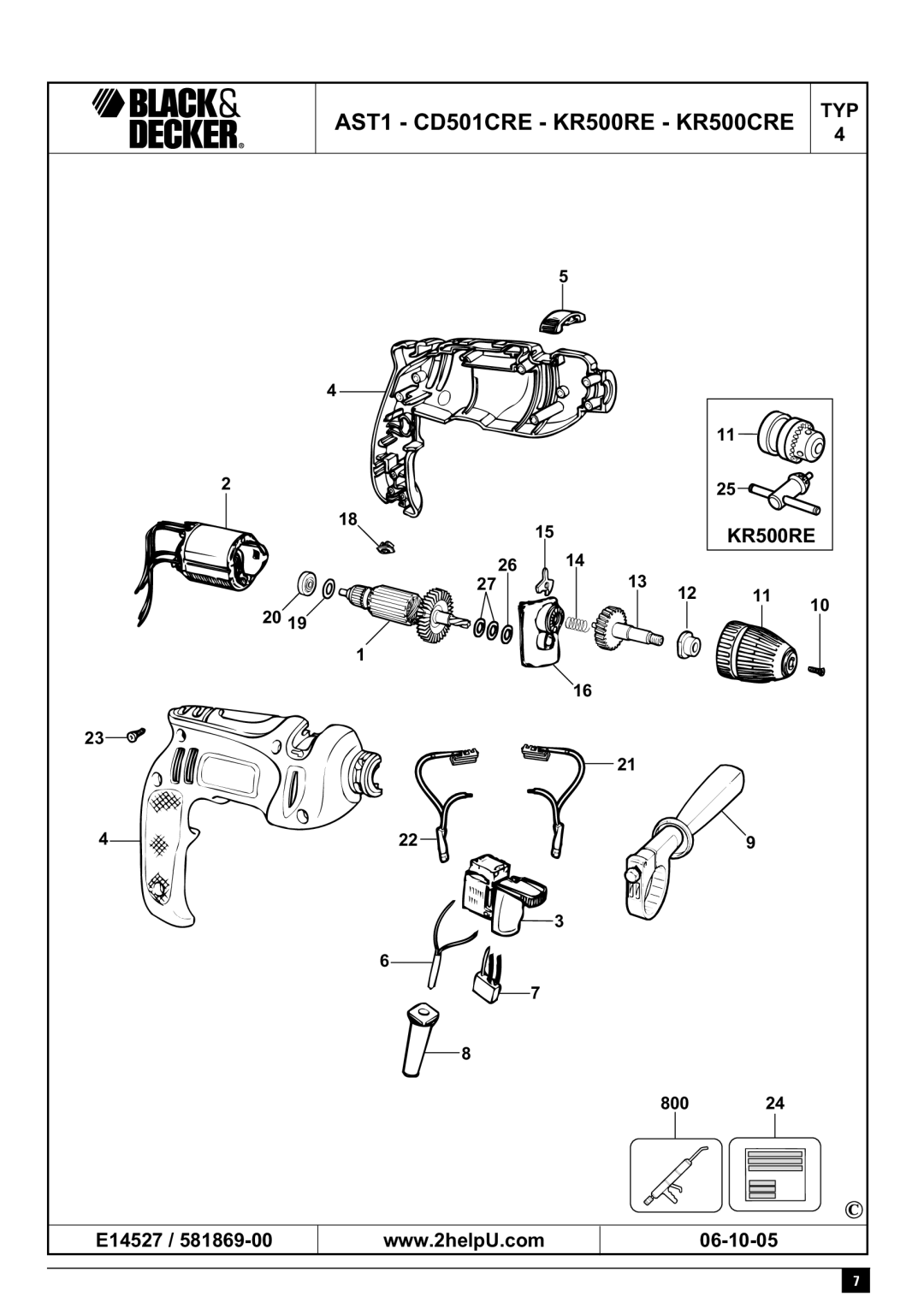 Black & Decker KR510XC, CD501CRE, KR480, KR500RE, KR500CRE, AST1 manual 800, 06-10-05 