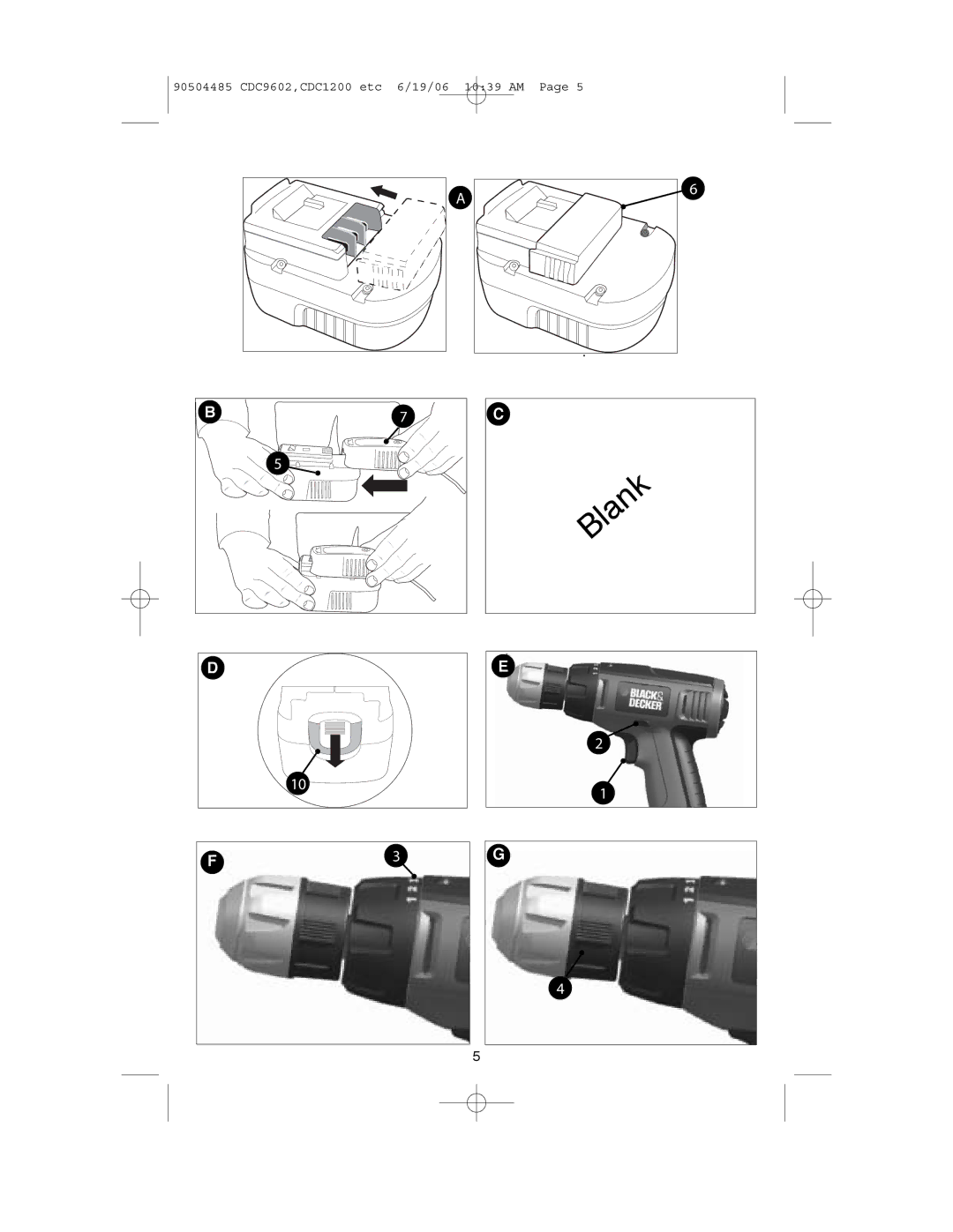 Black & Decker CDC18K2-XE, CDC14GK2-XE, CDC18GK2-XE, CDC14K2-XE 90504485 CDC9602,CDC1200 etc 6/19/06 1039 AM 