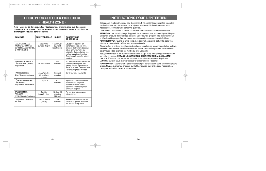 Black & Decker CG200 manual Instructions Pour L’ENTRETIEN, Durée Suggestions ET Conseils 