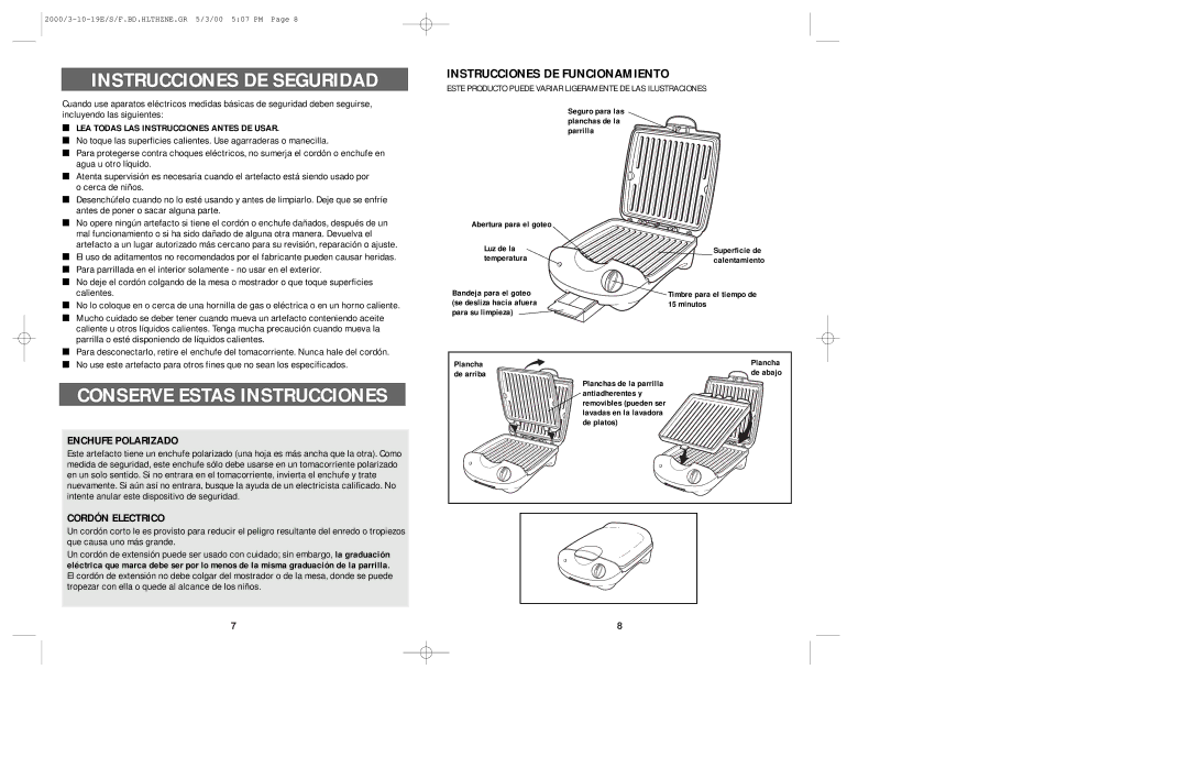 Black & Decker CG200 manual Instrucciones DE Seguridad, Conserve Estas Instrucciones, Instrucciones DE Funcionamiento 